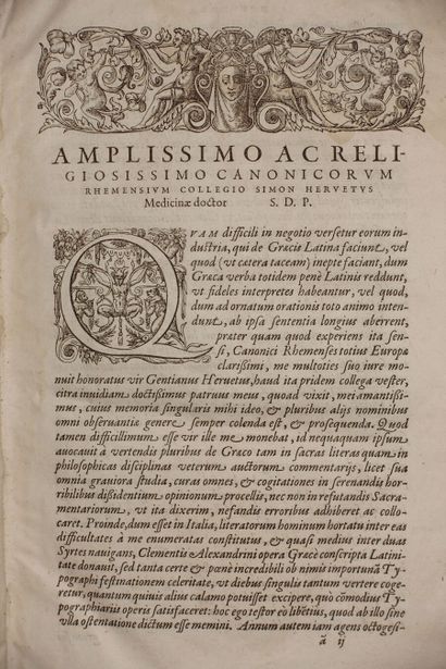 null CLÉMENT D'ALEXANDRIE. Opera omnia. Paris, Sébastien Nivelle, 1590 ; in-folio,...