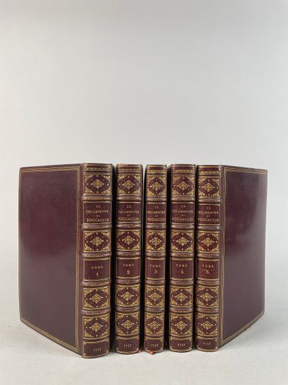 null BOCCACE Jean. Il Decamerone. Londres [Paris], 1757 ; 5 vol. grand in-8, reliures...