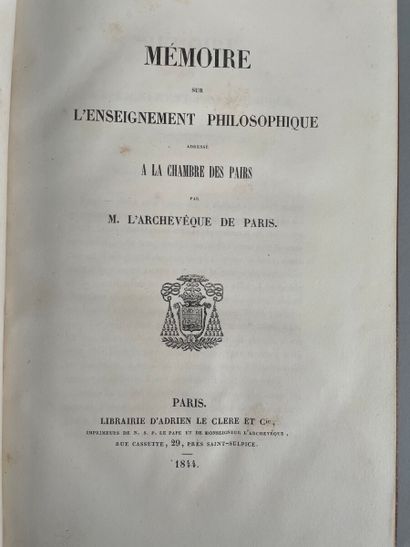 null [AFFRE Denis, cardinal-archevêque de Paris]. Mémoire sur l'enseignement philosophique...