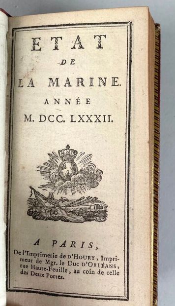 null ETAT DE LA MARINE années 1782. Paris, (1782) ; petit in-12, maroquin rouge de...
