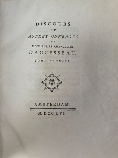 null AGUESSEAU Henri-François d'. Discours et autres ouvrages de Monsieur le chancelier...