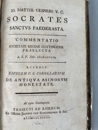 null GESNER Johann-Mathias. Socrates sanctus pæderasta. Commentatio Soc. Reg. Gottingensi...