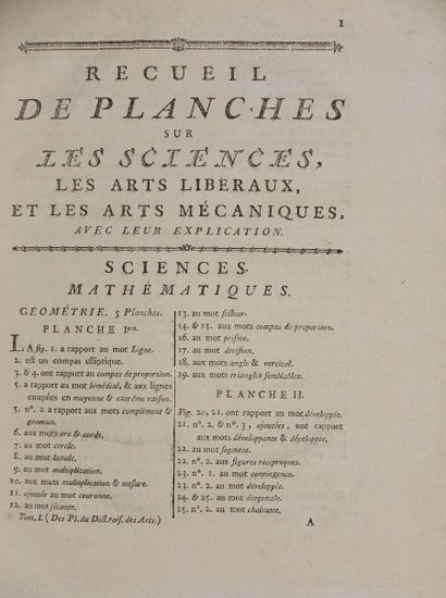 null DIDEROT Denis et Jean Le Rond d'ALEMBERT. Encyclopédie ou Dictionnaire des sciences,...