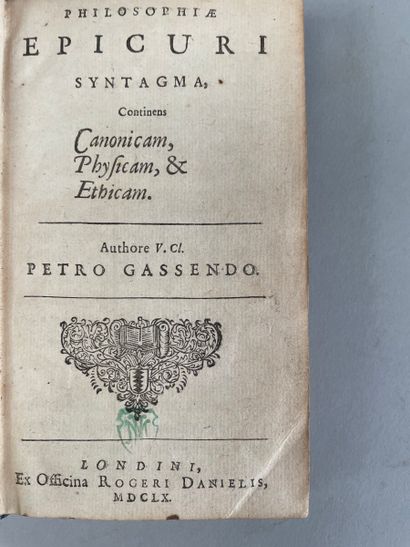 null GASSENDI Pierre. Philosophiæ Epicuri syntagma, continens canonnicam, physicam...