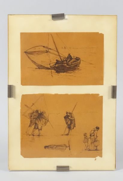 null Late 19th century school

Fishermen

Two inks 

Height : 10,6 cm 10.6 cm, width...