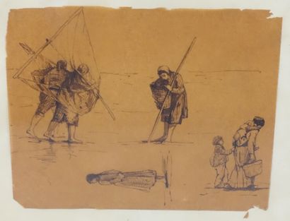 null Late 19th century school

Fishermen

Two inks 

Height : 10,6 cm 10.6 cm, width...