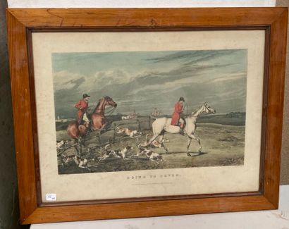 null Three English hunting engravings including : 

- The Death

- Going to cover

-...
