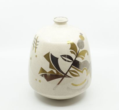 null FRENCH WORK 

Earthenware vase with ovoid body and small annular neck. Decorated...