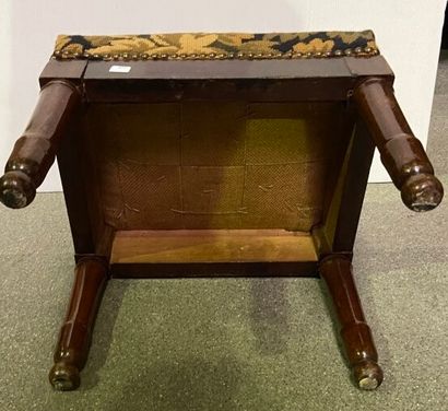 null Small beechwood foot stool covered with tapestry

XIXth century