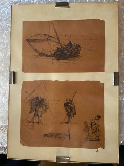 null Late 19th century school

Fishermen

Two inks 

Height : 10,6 cm 10.6 cm, width...