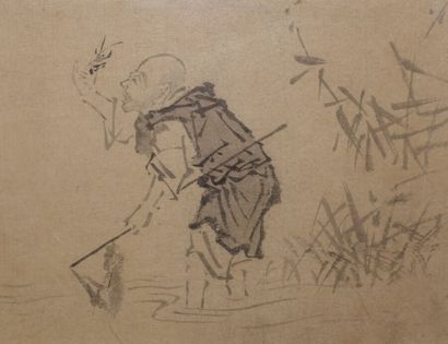 null Attributed to Hanabusa ITCHO (1652-1724)

Two inks on paper, a peasant walking...