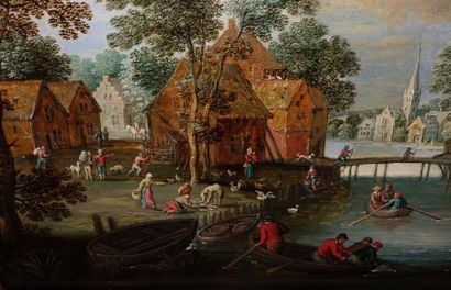 null Attributed to Martin RYCKAERT (1587-1631)

Village by the water

Oak panel,...