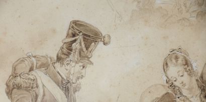 null Attribué à Horace VERNET (1789-1863)

La cantinière blessée

Lavis brun avec...