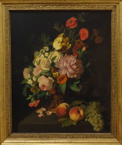 null Auguste MALPERTUY (1823-1897)

Bouquet de fleurs dans un vase posé sur un entablement...