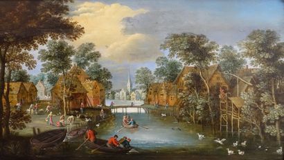 null Attributed to Martin RYCKAERT (1587-1631)

Village by the water

Oak panel,...