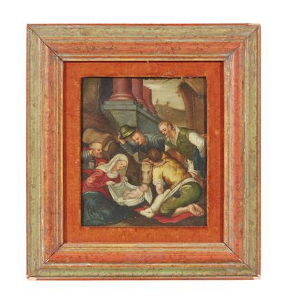 null Northern School

Adoration of the shepherds 

Copper

(Restorations.)

Height...