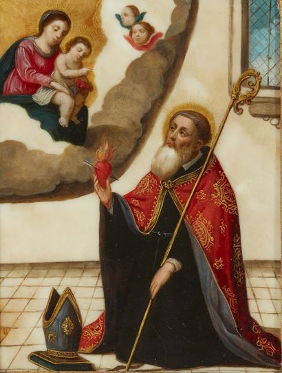 null French school of the 17th century

Saint bishop holding the flaming heart of...
