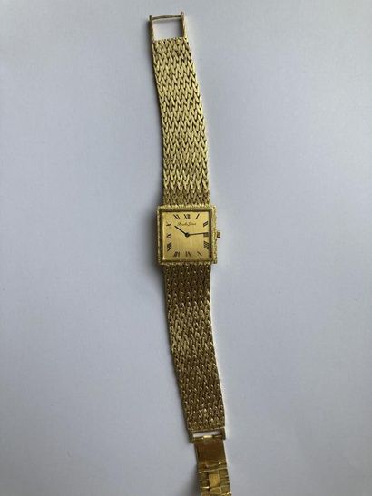 null Montre bracelet d'homme en or jaune 750 millièmes, la montre de forme carrée,...