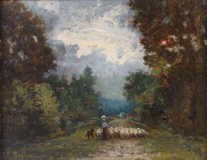 null Paul-Frédéric-Léo COULON (1830-1897)

Bergère et son troupeau

Huile sur toile...