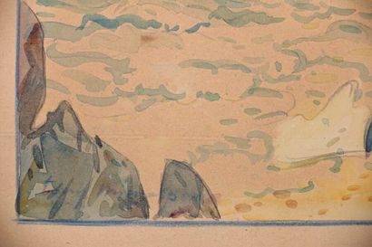  Tony MINARTZ (1870-1944) 
Deux baigneuses au bord d'une mer écumeuse 
Aquarelle,...