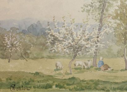 null Paul-Frédéric-Léo COULON (1830-1897)

Bergère et son troupeau au pied d'un arbre

Aquarelle,...