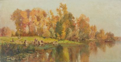 null Maurice DAINVILLE (1856-1930)

Chaponval, bord de l'Oise

Huile sur toile, signée...