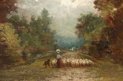 null Paul-Frédéric-Léo COULON (1830-1897)

Bergère et son troupeau

Huile sur toile...