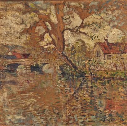  Adolphe CLARY-BAROUX (1865-1933) 
Paysage au pont 
Huile sur toile, signée en bas...
