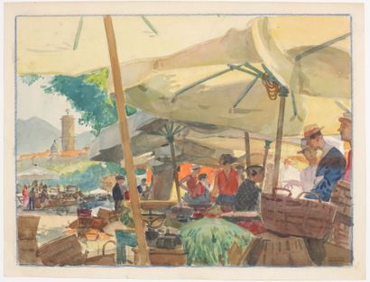 Tony MINARTZ (1870-1944) 
Scène de marché...