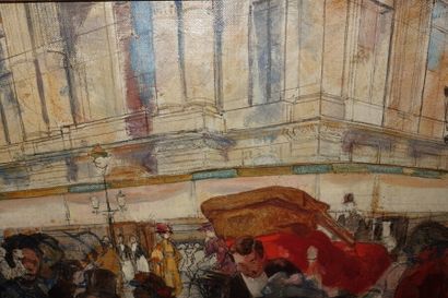  André DUNOYER DE SEGONZAC (1884-1974) 
Terrasse de café 
Huile sur toile, signée...