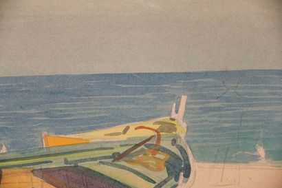  Tony MINARTZ (1870-1944) 
Barques 
Aquarelle, porte le cachet de l'atelier en bas...