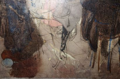 André DUNOYER DE SEGONZAC (1884-1974) 
Terrasse de café 
Huile sur toile, signée...