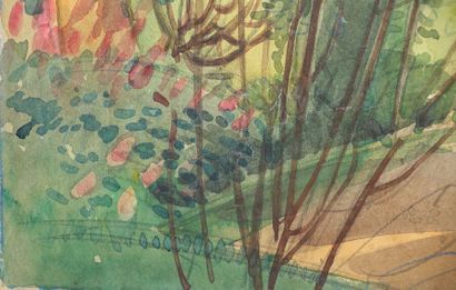  Tony MINARTZ (1870-1944) 
Sentier fleuri et verdoyant 
Aquarelle, porte le cachet...