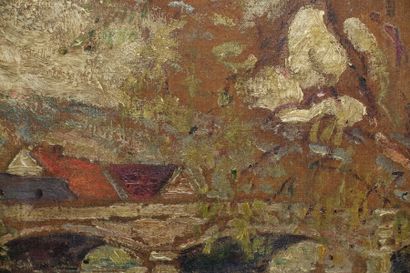 Adolphe CLARY-BAROUX (1865-1933) 
Paysage au pont 
Huile sur toile, signée en bas...