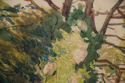  Tony MINARTZ (1870-1944) 
Sentier fleuri et verdoyant 
Aquarelle, porte le cachet...