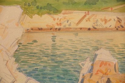 null Tony MINARTZ (1870-1944)

Esquisse de baigneurs au creux des rochers

Aquarelle,...