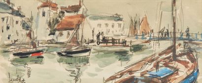 Fernand HERBO (1905-1995) 
Honfleur, le port...