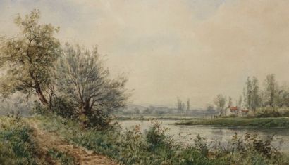 null MIERBERG 

Bord de rivière

Aquarelle, signée en bas à droite et datée 1882

Haut....