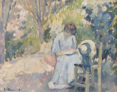 null Henri OTTMANN (1877-1927)

Femme lisant dans un parc 

Huile sur toile à fond...