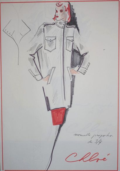 null Karl LAGERFELD pour CHLOÉ

Dessin de mode original annoté de la main de Karl...