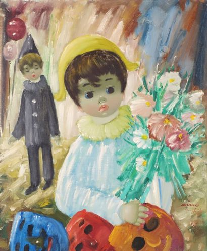 null Nino GIUFFRIDA (né en 1924)

Deux garçons, masques et fleurs

Huile sur toile,...