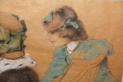  Raphaël KIRCHNER (1875-1917) 
Trois élégantes 
Aquarelle, rehaut de gouache et fusain,...
