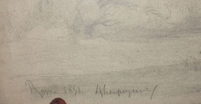  Henri HARPIGNIES (Valenciennes 1819-Saint-Privé 1916) 
Paysage boisé 
Crayon noir...
