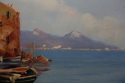 null B. MICHEL (XXe siècle)

Barque dans un port de pêche

Huile sur toile, signée...