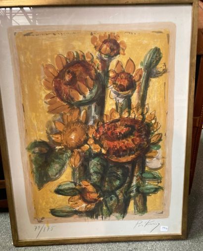 null Franz PRIKING (1929-1979) 

Bouquet de fleurs 

Lithographie, signée Priking,...