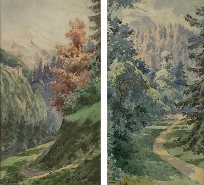 null BRUN (XIX-XXe siècles)

Paysage de montagne

Deux petites aquarelles signées...