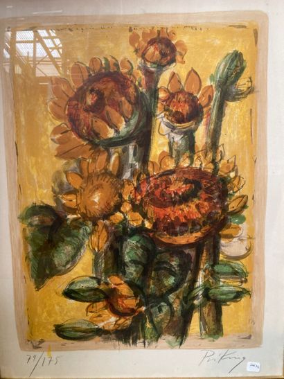 null Franz PRIKING (1929-1979) 

Bouquet de fleurs 

Lithographie, signée Priking,...