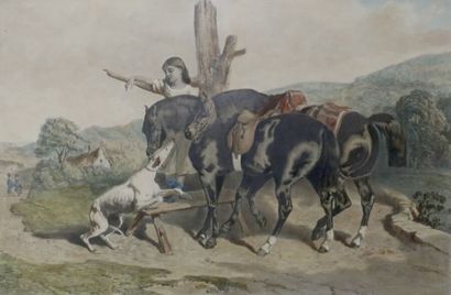 Ach. Giroux and Sabatier. Horses and dog.

Lithography.

Height...