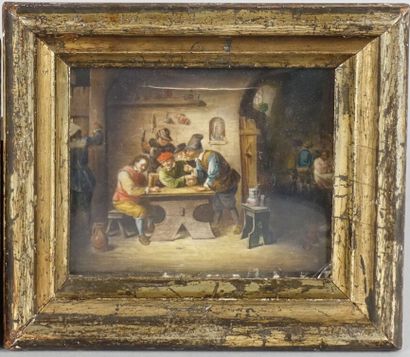 null In the taste of David TENIERS

Interior of an Inn 

Miniature on ivory

(Wavy.)

Gross...