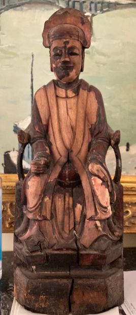 null Far East

Seated divinity on a throne in carved wood, formerly polychrome

(Crack,...